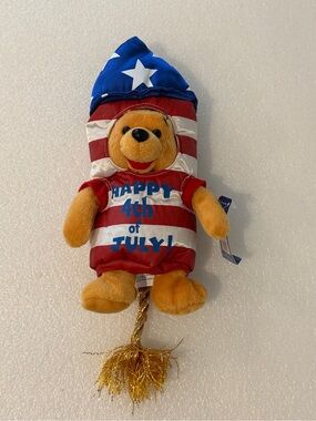 Disney Pooh 2002 Happy 4th of July Beanie Plush WDW NWT